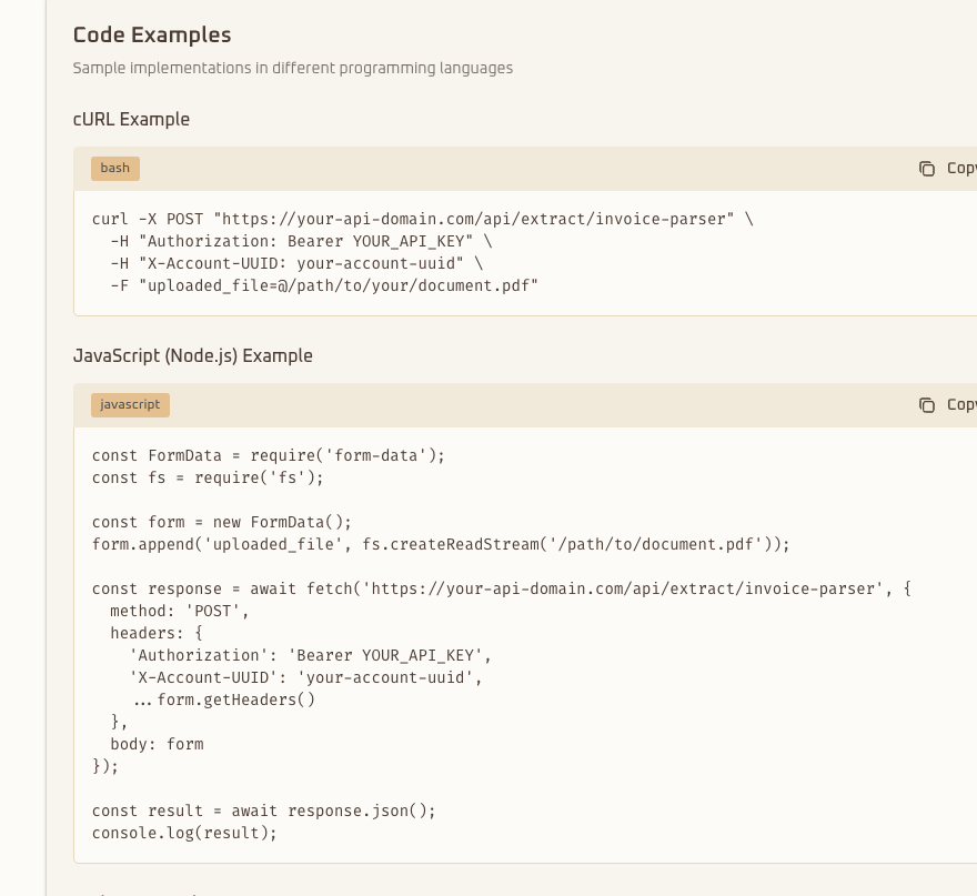 API Documentation Interface