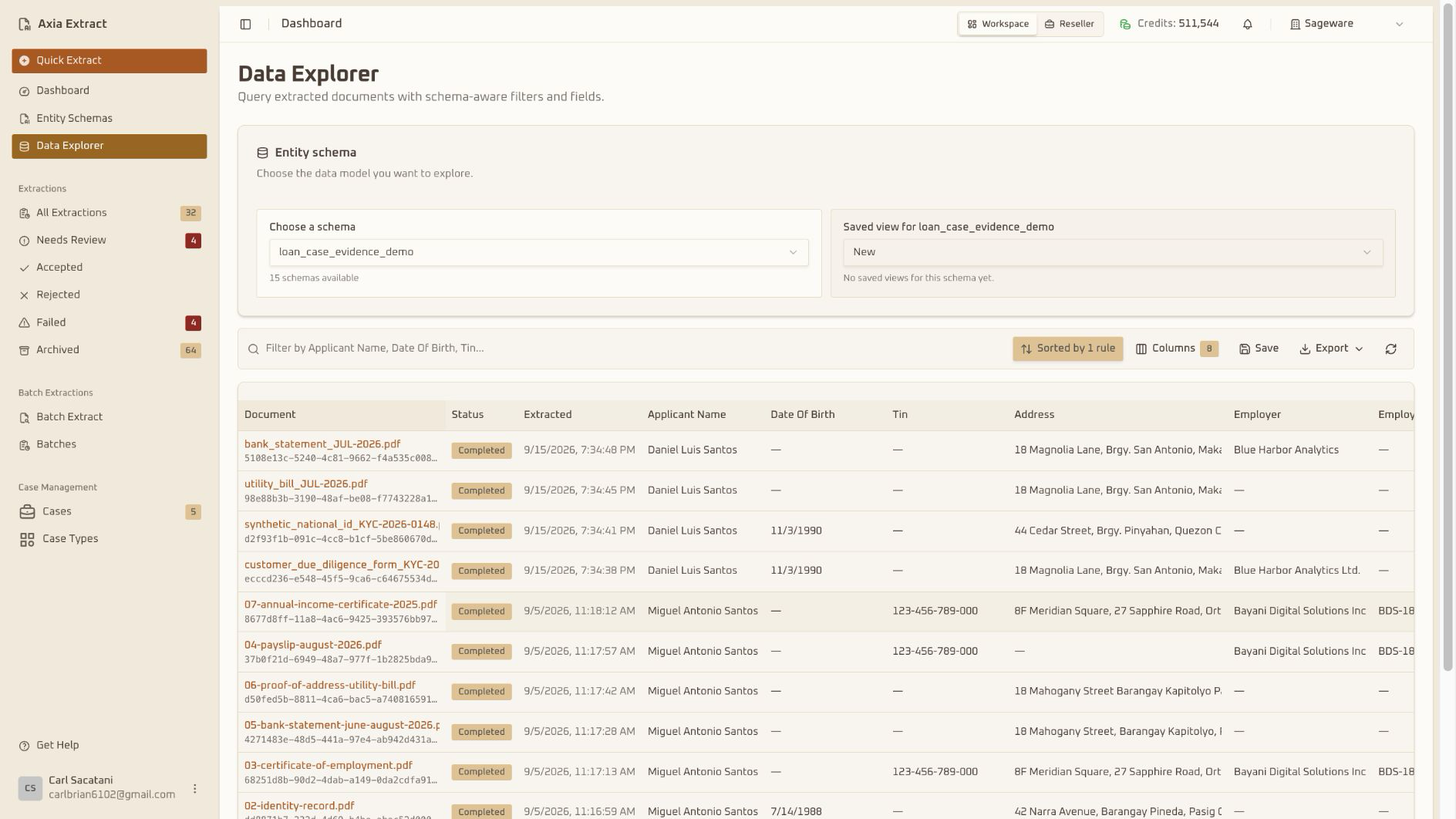 Data Explorer interface